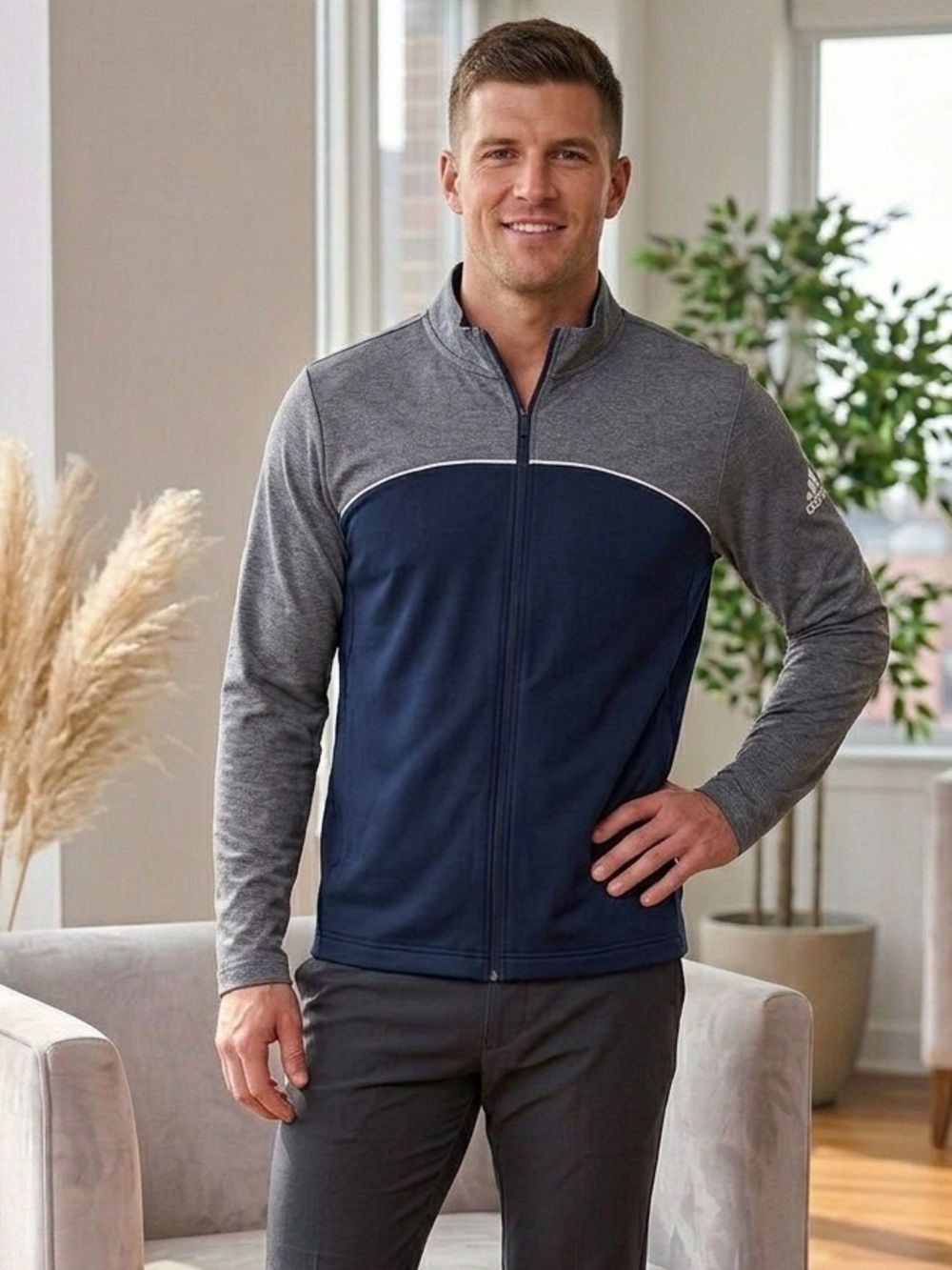 Adidas Men's Go-To Golf Jacket - Sz Men’s Medium - Navy Blue Full Zip 💪💥🚀
